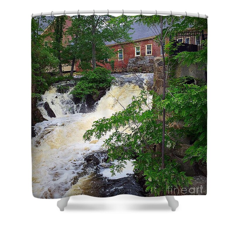 Amesbury Shower Curtain featuring the painting Amesbury Mill Yard by Anne Sands