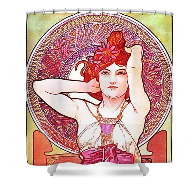 Mucha Shower Curtain featuring the painting Amethyst by Alphonse Mucha