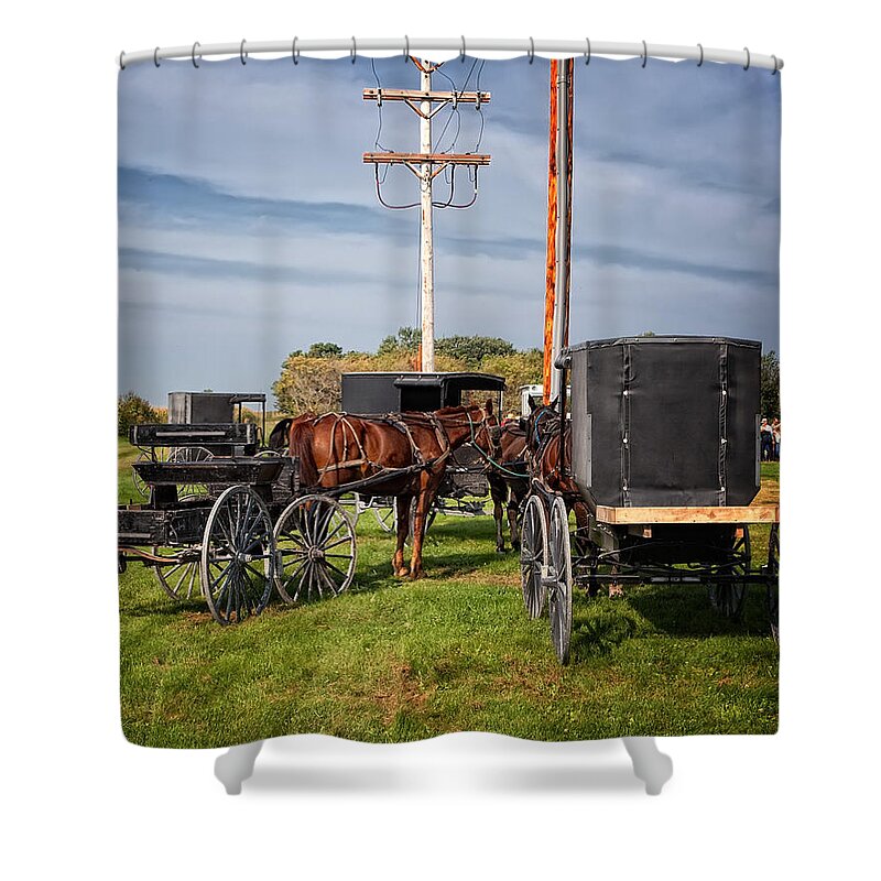Amish Shower Curtain featuring the photograph Amish at the auction by Al Mueller