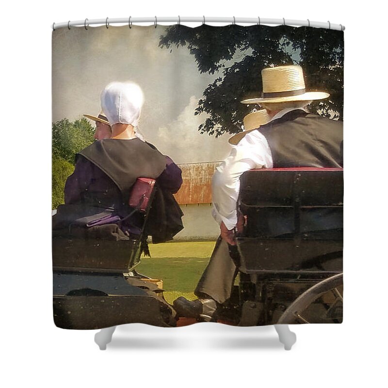 Amish Shower Curtain featuring the photograph Amish Travelling by Beth Ferris Sale