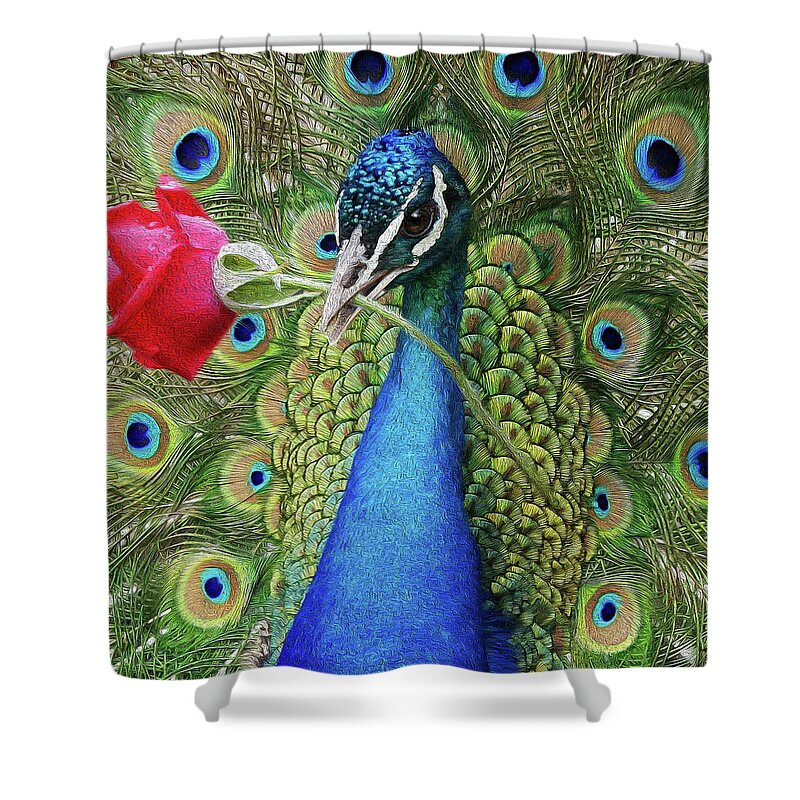 Peafowl Shower Curtain featuring the photograph Amore by Art Cole