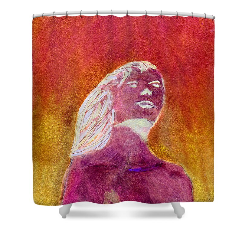 Mermaid Shower Curtain featuring the painting Amphitrite Siren of Sunset Reef by Donna Walsh