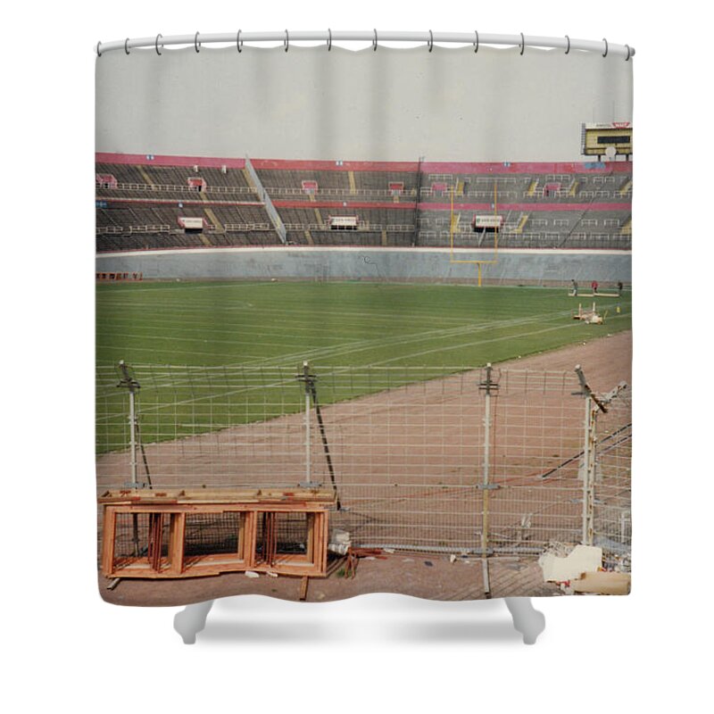 Ajax Shower Curtain featuring the photograph Amsterdam Olympic Stadium - South End Grandstand 1 - April 1996 by Legendary Football Grounds