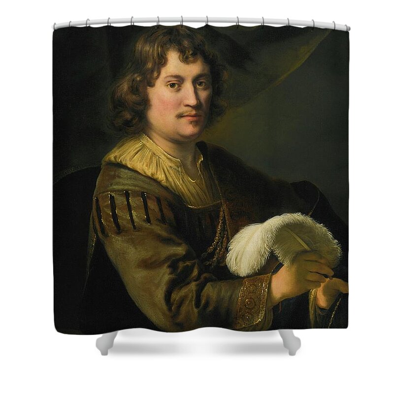 Ferdinand Bol Dordrecht 1616 - 1680 Amsterdam Portrait Of A Man Shower Curtain featuring the painting Amsterdam Portrait Of A Man by MotionAge Designs