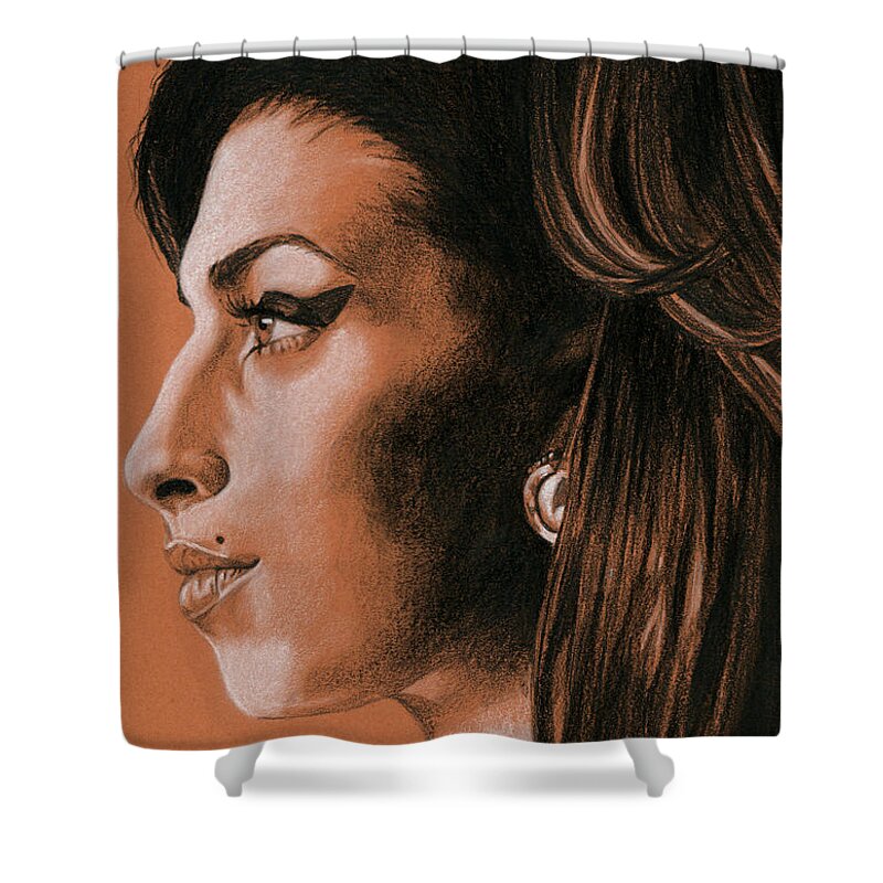 Amy Shower Curtain featuring the drawing Amy by Rob De Vries