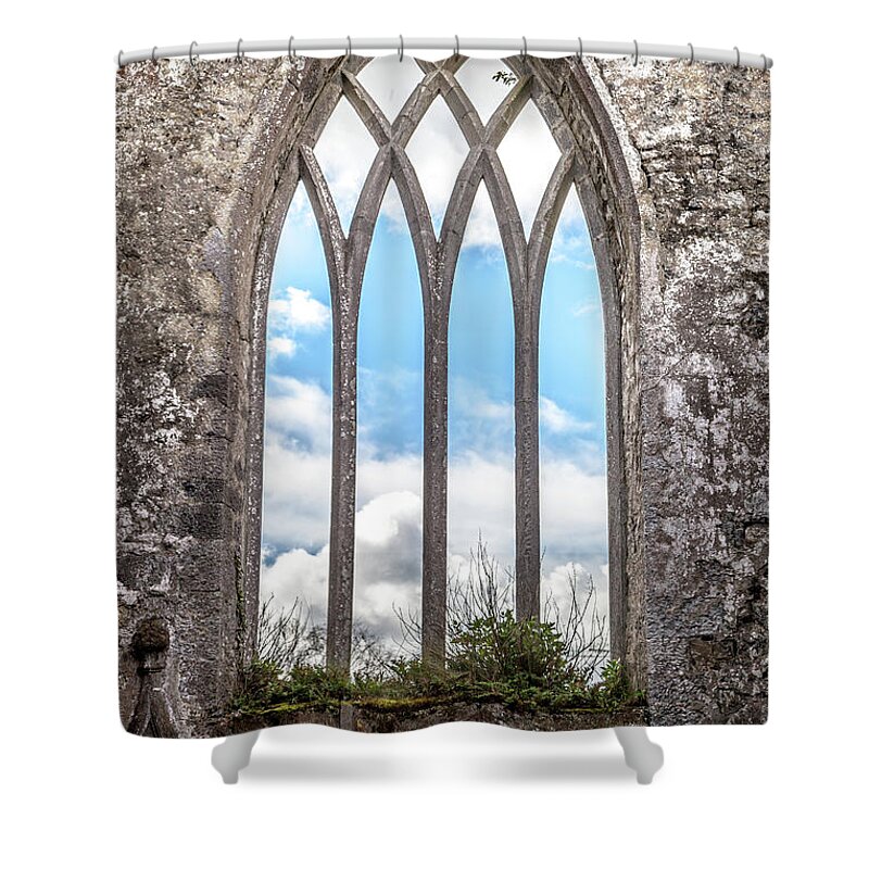 Killarney Shower Curtain featuring the photograph An Abbey Window by W Chris Fooshee