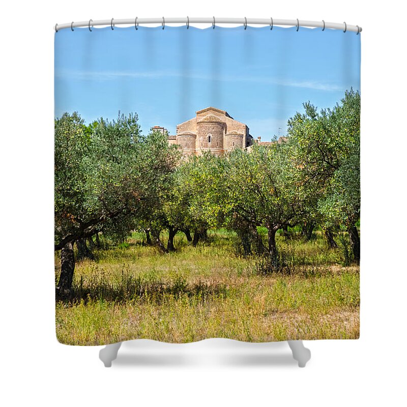 An Ancient Abbey Shower Curtain featuring the photograph An ancient abbey - Italian landscape by AM FineArtPrints