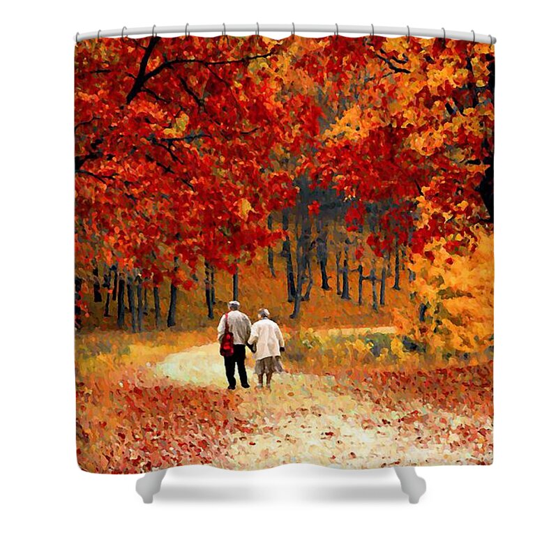 Autumn Shower Curtain featuring the photograph An Autumn Walk by David Dehner