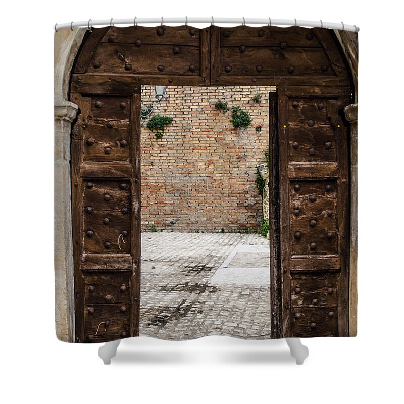 Abandoned Shower Curtain featuring the photograph An old Wooden Door 2 by AM FineArtPrints