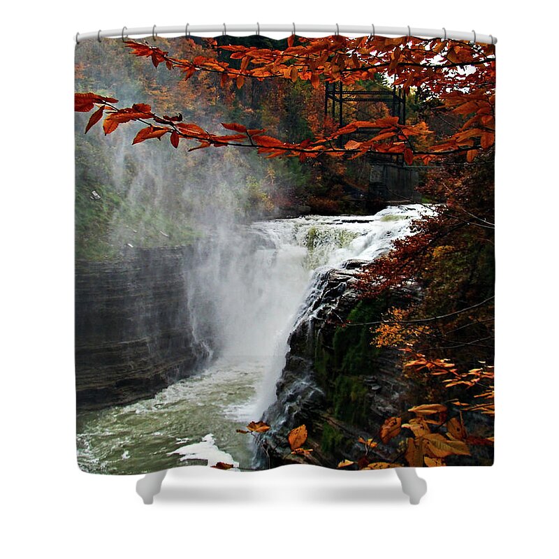Autumn Shower Curtain featuring the photograph An Upper Letchworth Autumn by Lianne Schneider