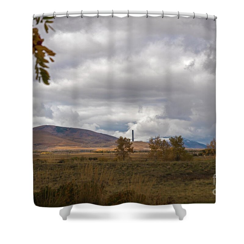 Anaconda Shower Curtain featuring the photograph Anaconda Smelter Stack by Cindy Murphy - NightVisions