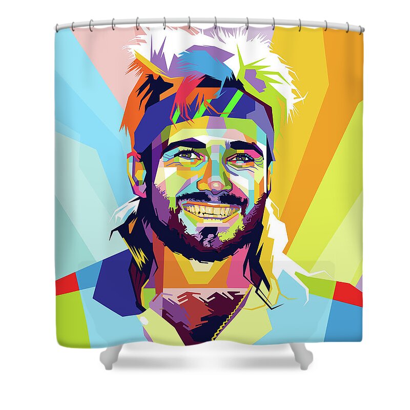 Andreagassi Shower Curtain featuring the digital art Andre Agassi by Tomi Saja