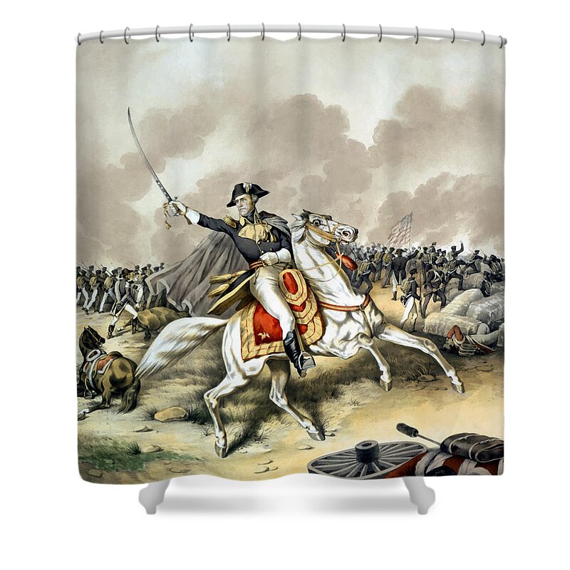 Andrew Jackson Shower Curtain featuring the painting Andrew Jackson At The Battle Of New Orleans by War Is Hell Store