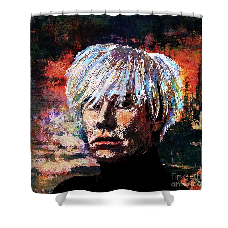 Pop Art Shower Curtain featuring the painting Andy by Andrzej Szczerski