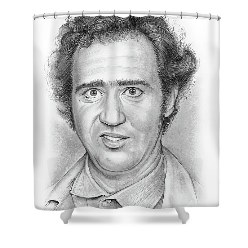 Andy Kaufman Shower Curtain featuring the drawing Andy Kaufman by Greg Joens