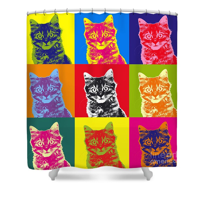 Warhol Shower Curtain featuring the photograph Andy Warhol Cat by Warren Photographic