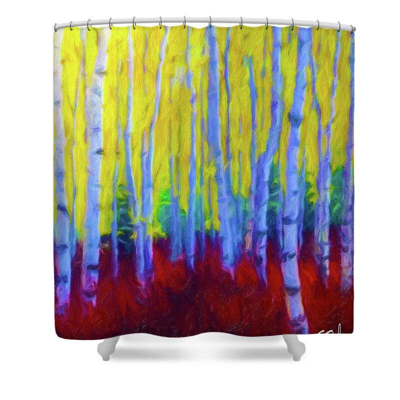 Aspen Shower Curtain featuring the digital art Angel Fire by Terry Fiala