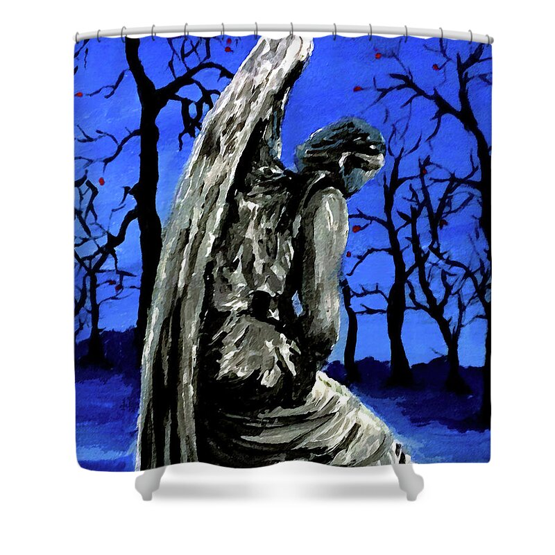 Angel Shower Curtain featuring the painting Winter Angel by Frank Botello