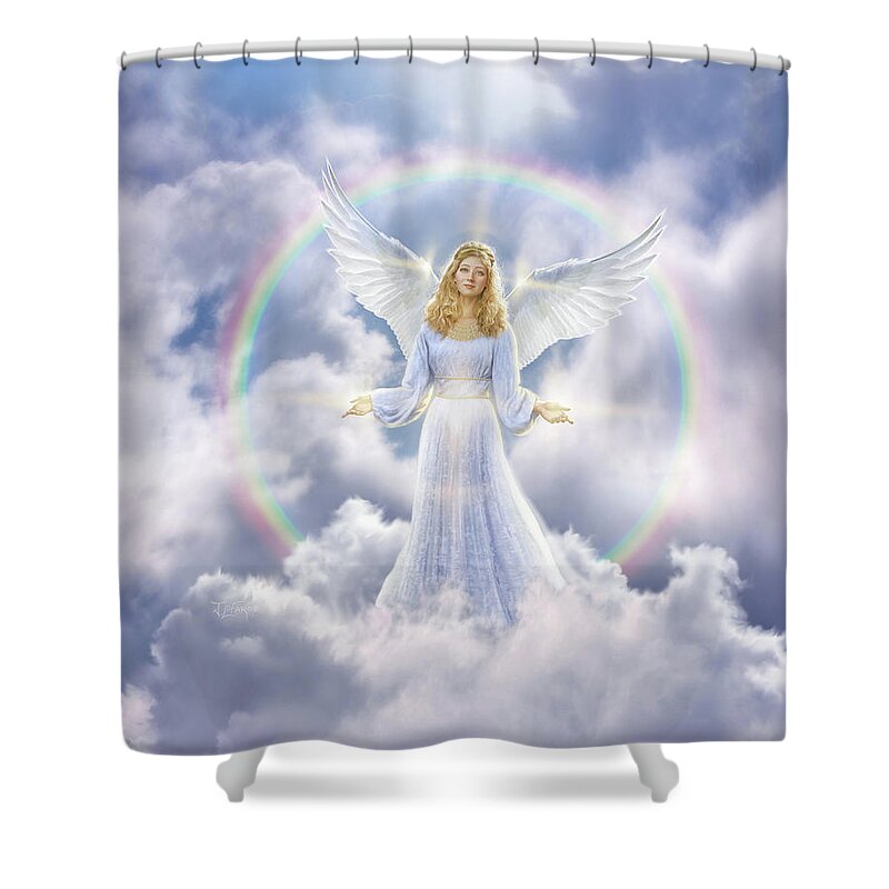 Angel Shower Curtain featuring the digital art Angel by Jerry LoFaro