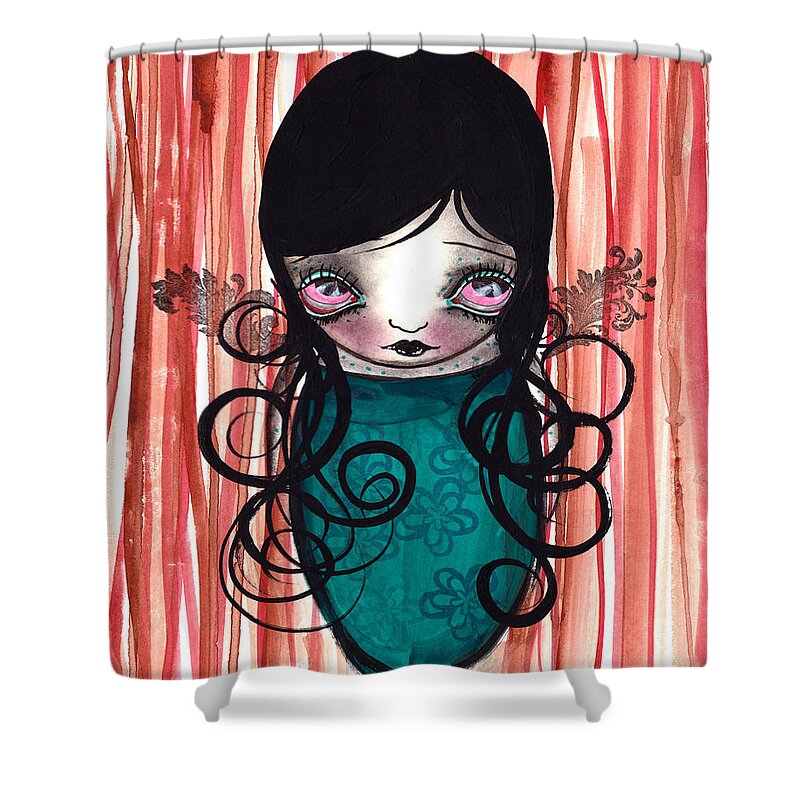 Mermaid Shower Curtain featuring the painting Angel Mermaid by Abril Andrade