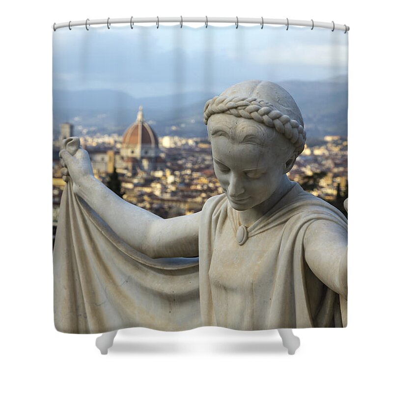 Cemetery Shower Curtain featuring the photograph Angel of Firenze by Sonny Marcyan
