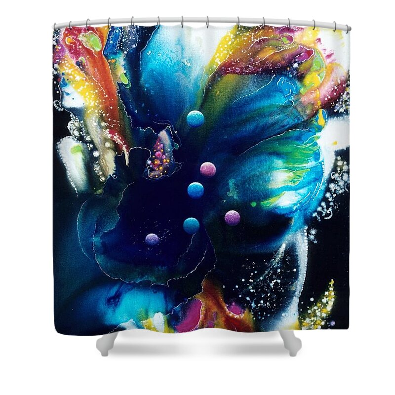 Spiritual Shower Curtain featuring the painting Angel of the Six Stars by Lee Pantas