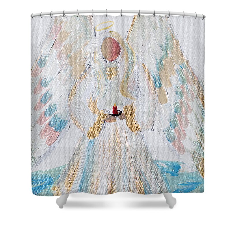 Angel Shower Curtain featuring the painting Angel of Winter by Robin Pedrero