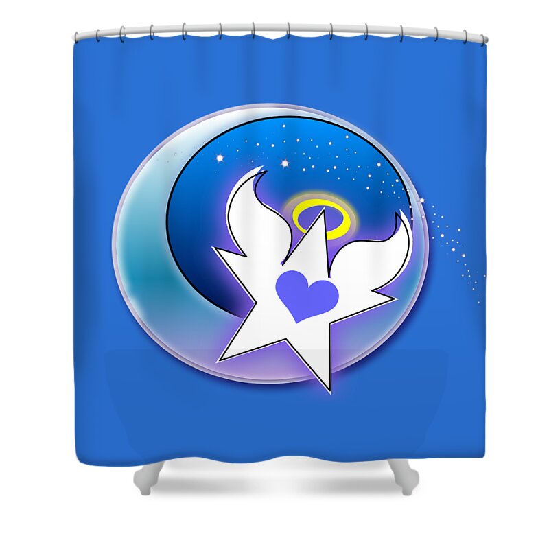 Angel Shower Curtain featuring the digital art Angel Star Icon by Shelley Overton