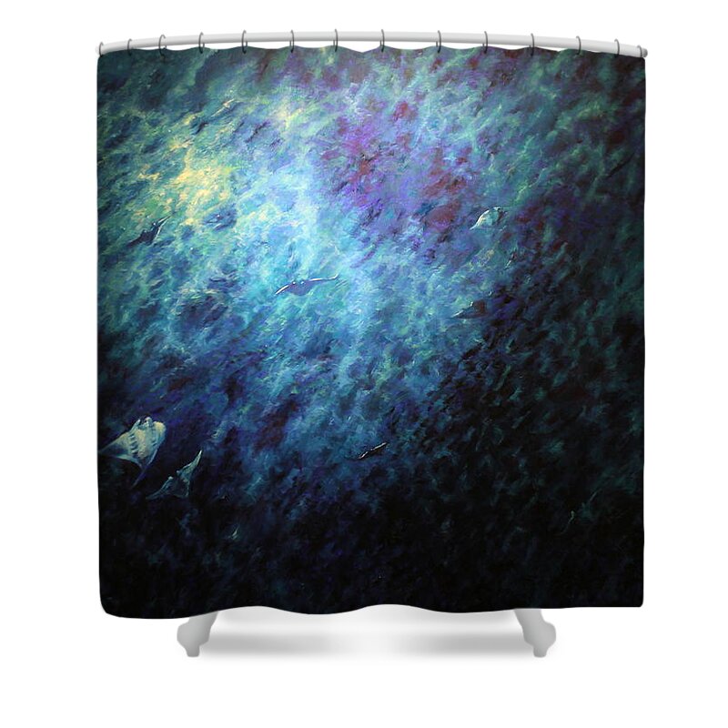  Shower Curtain featuring the painting Angeles Del Mar by Daniel W Green