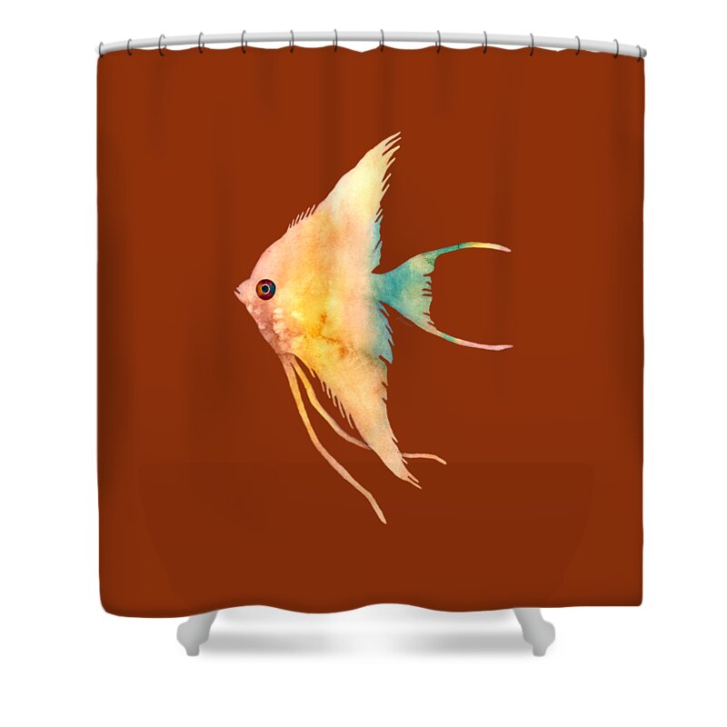 Fish Shower Curtain featuring the painting Angelfish II - solid background by Hailey E Herrera