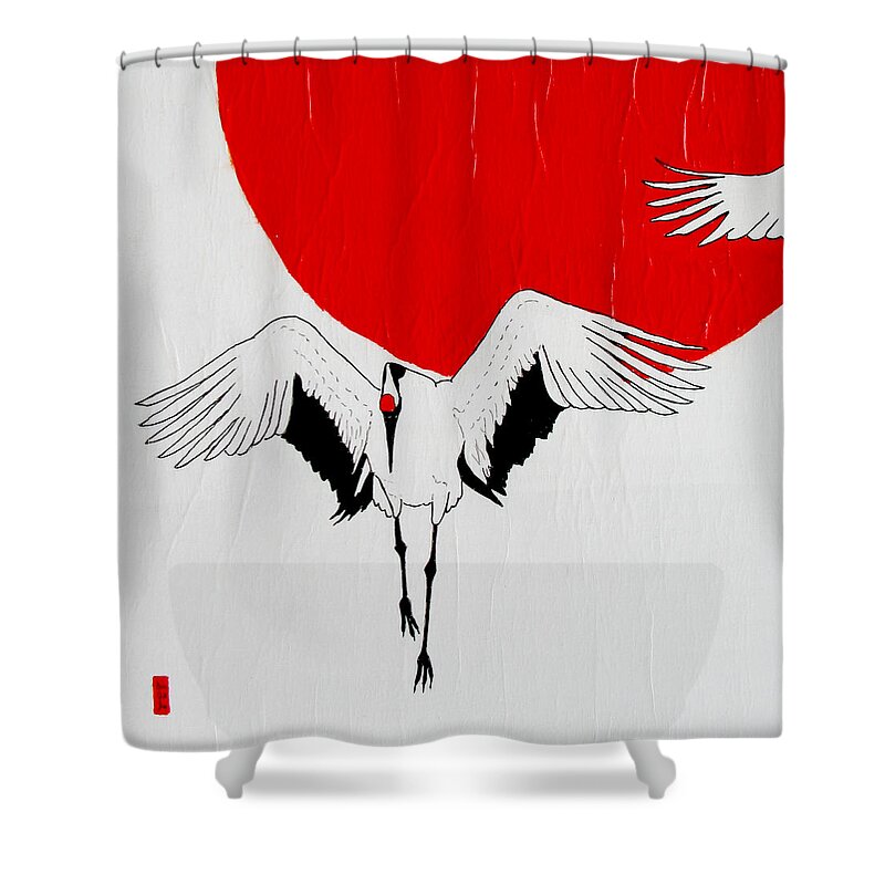 Bird Shower Curtain featuring the painting Angelic Crane by Stephanie Grant