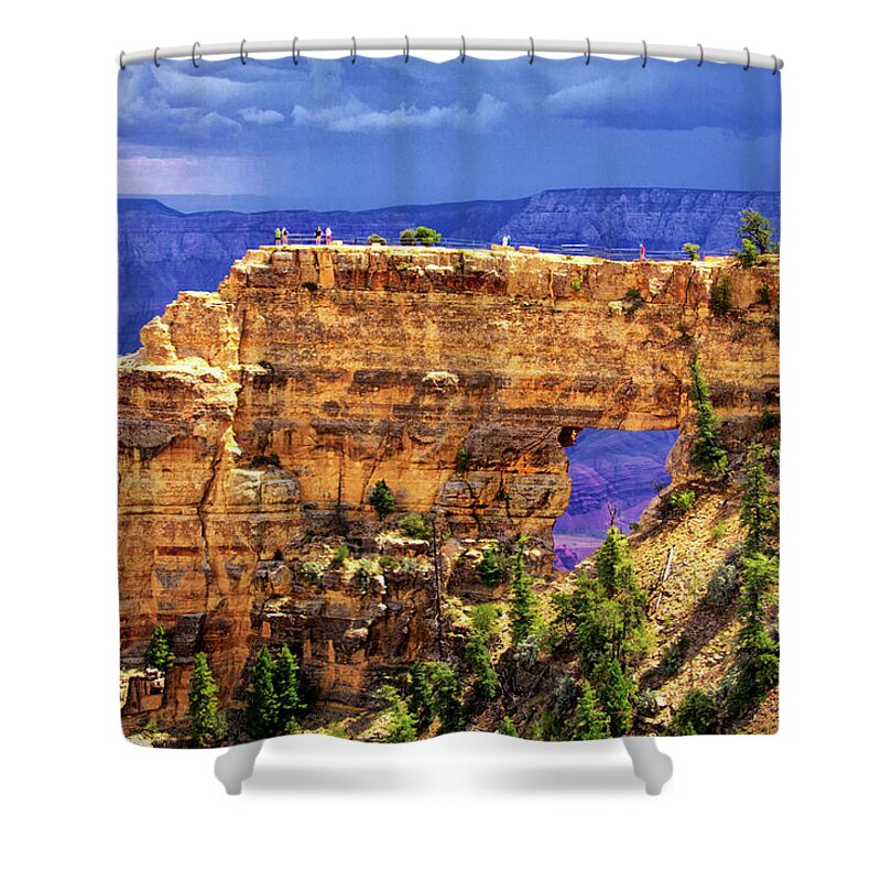 Angels Window In Grand Canyon Shower Curtain featuring the photograph Angels Window in Grand Canyon by Carolyn Derstine