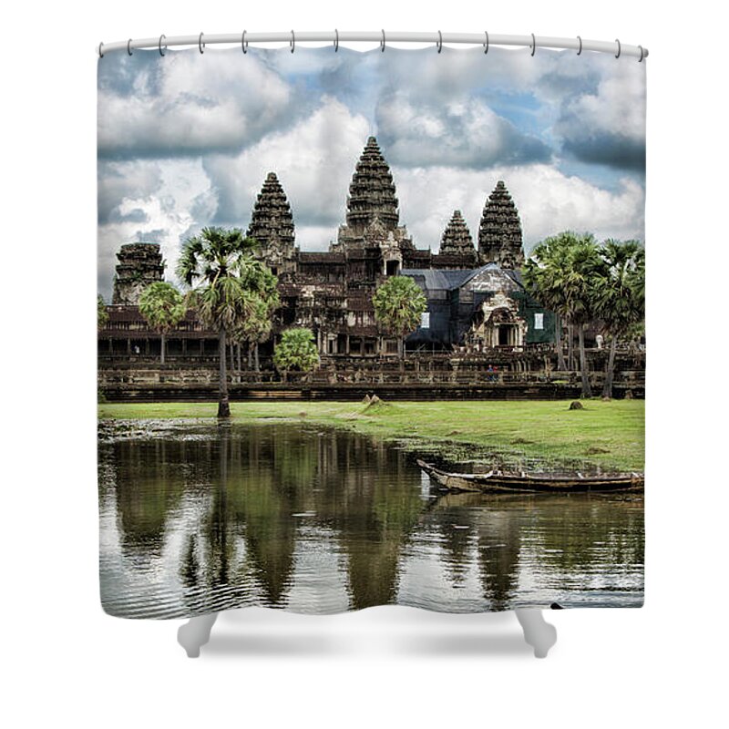 Angkor Wat Shower Curtain featuring the photograph Angkor Wat Pano View by Chuck Kuhn