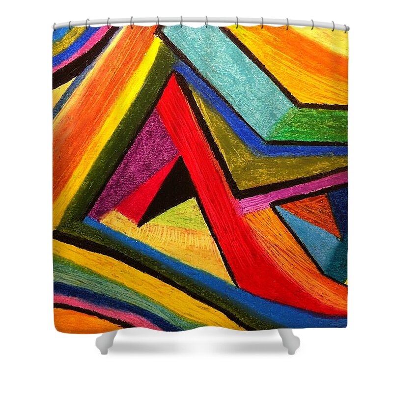  Shower Curtain featuring the pastel Angular Pull by Polly Castor