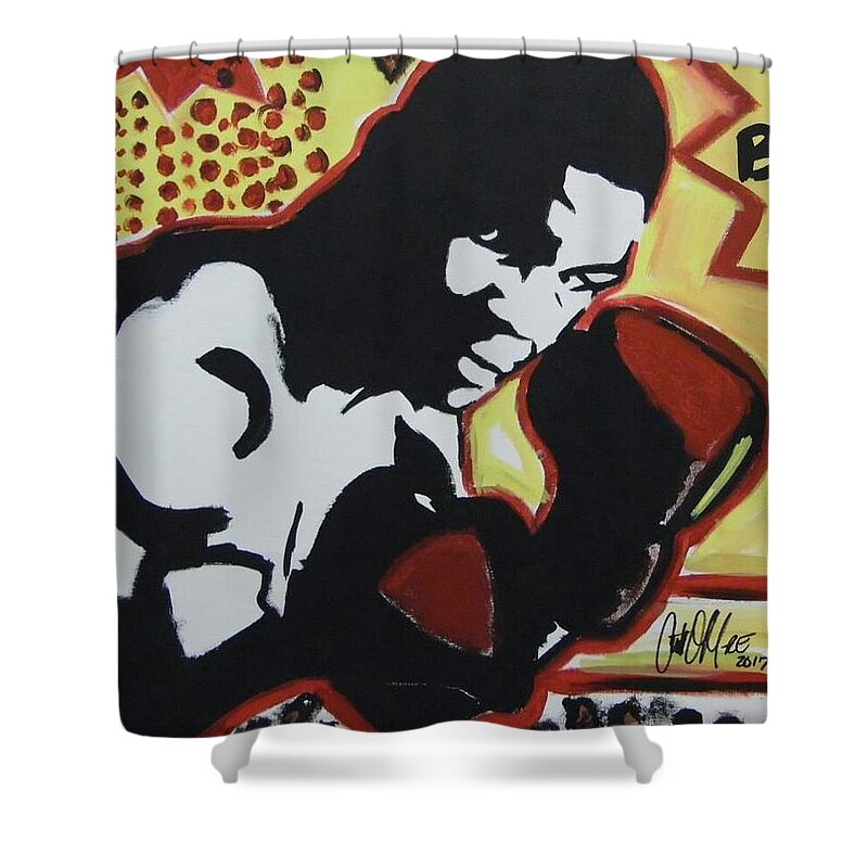Boxing Shower Curtain featuring the painting Animated Mike by Antonio Moore