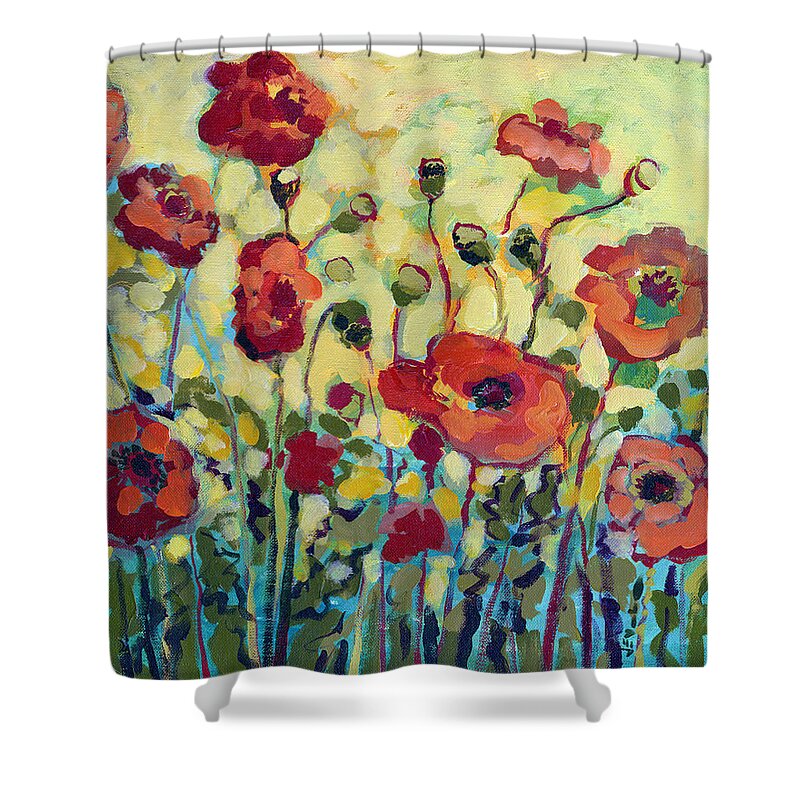 Poppy Shower Curtain featuring the painting Anitas Poppies by Jennifer Lommers