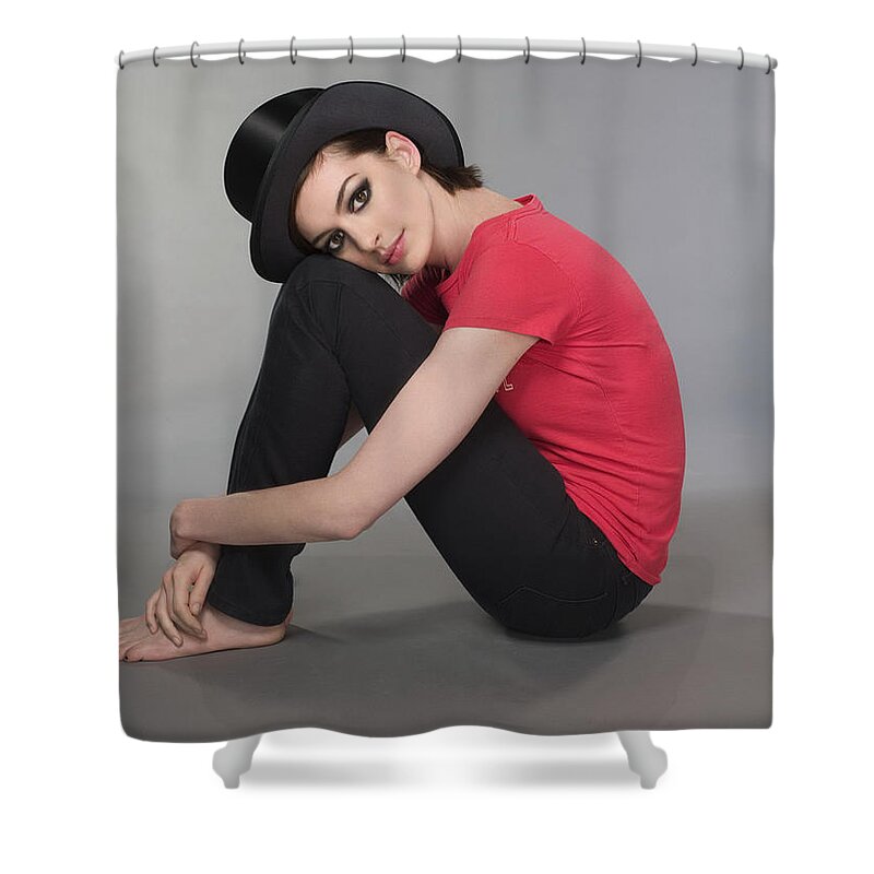 Anne Hathaway Shower Curtain featuring the digital art Anne Hathaway by Maye Loeser