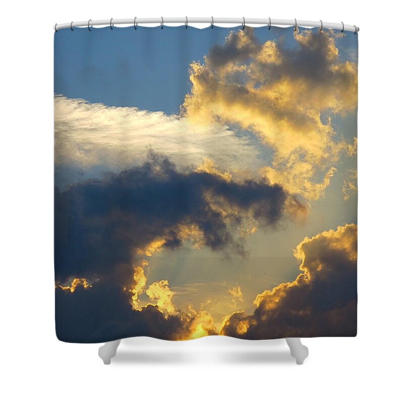 Florida Clouds At Sunset. Shower Curtain featuring the photograph Another Beautiful Grouping of Florida Clouds at Sunset. by Robert Birkenes