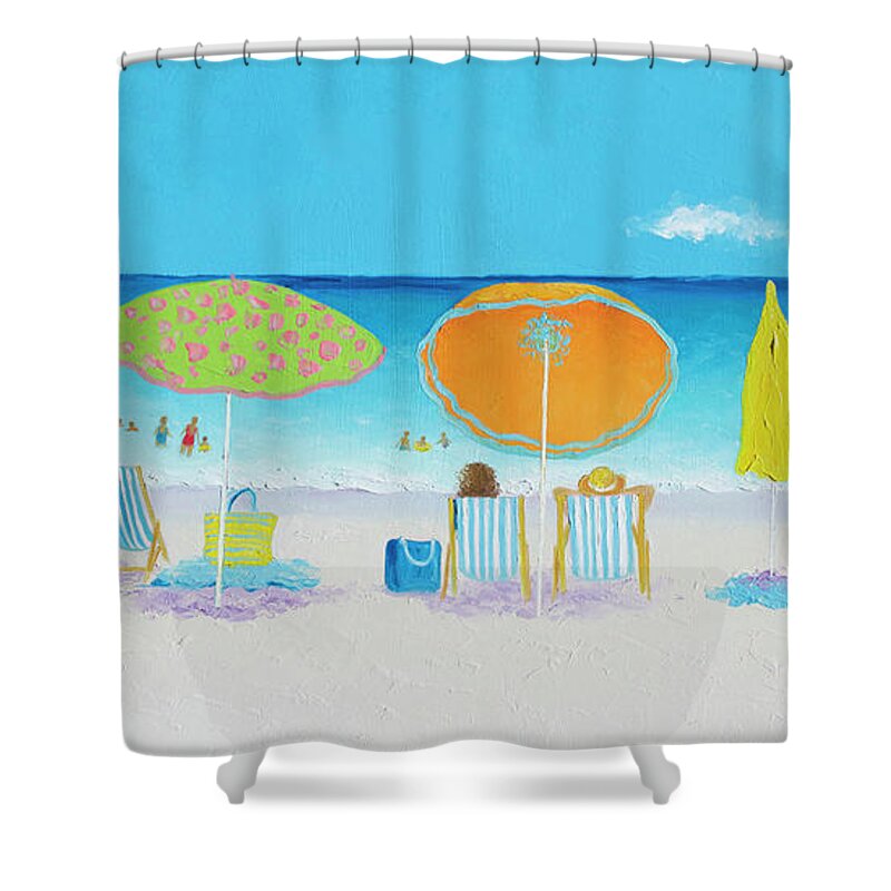 Beach Shower Curtain featuring the painting Another Perfect Beach Day by Jan Matson
