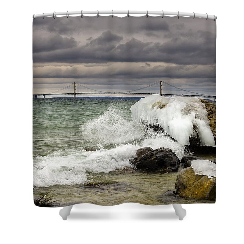  Mackinac Bridge Shower Curtain featuring the photograph Another Point of View by Steve L'Italien