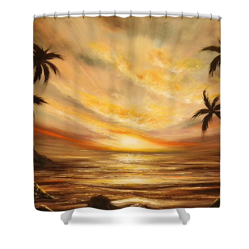 Sunsets Shower Curtain featuring the painting Another Sunset in Paradise 77 by Gina De Gorna