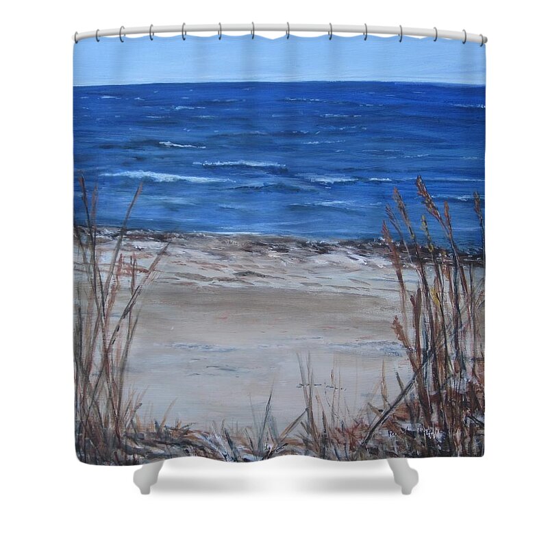 Beach Shower Curtain featuring the painting Another View of East Point Beach by Paula Pagliughi