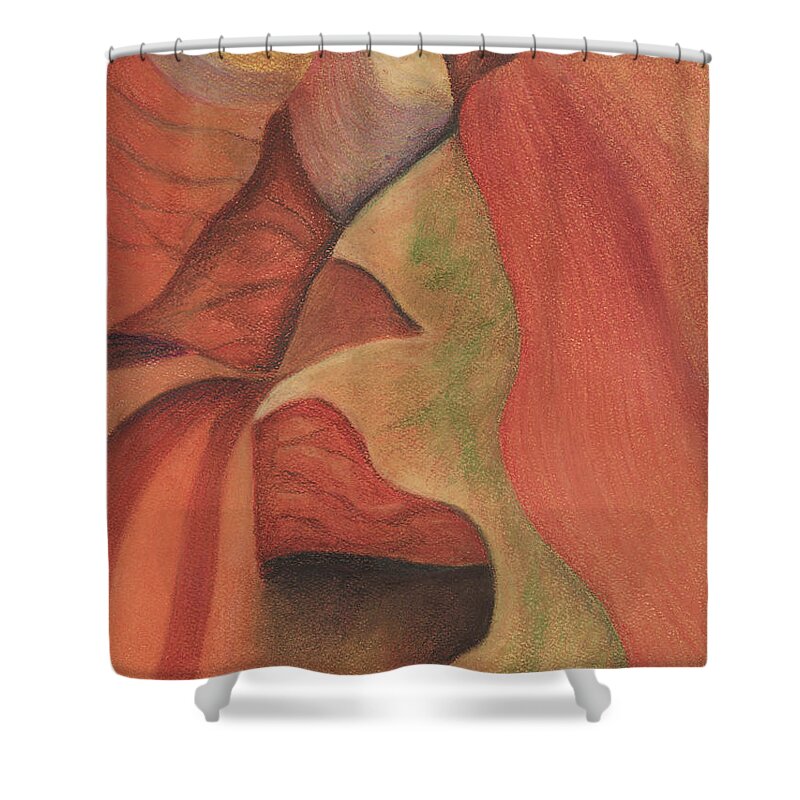 Antelope Canyon Shower Curtain featuring the pastel Antelope Canyon 2 by Anne Katzeff