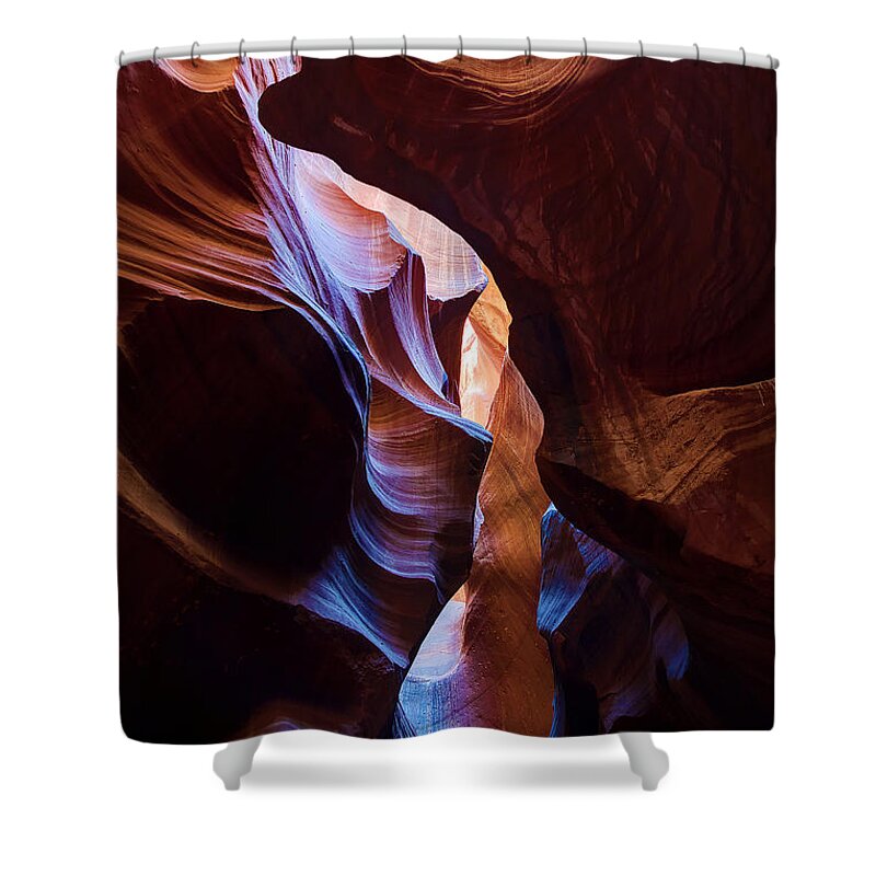 Antelope Canyon Shower Curtain featuring the photograph Antelope Canyon Squeeze by Peter Kennett