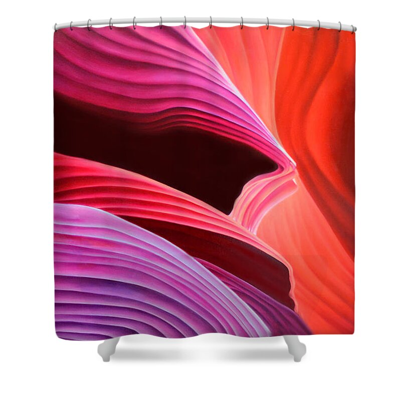Antelope Canyon Shower Curtain featuring the painting Antelope Waves by Anni Adkins