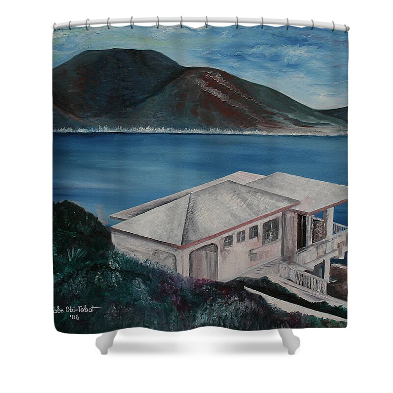 Antigua Shower Curtain featuring the painting Antigua by Obi-Tabot Tabe