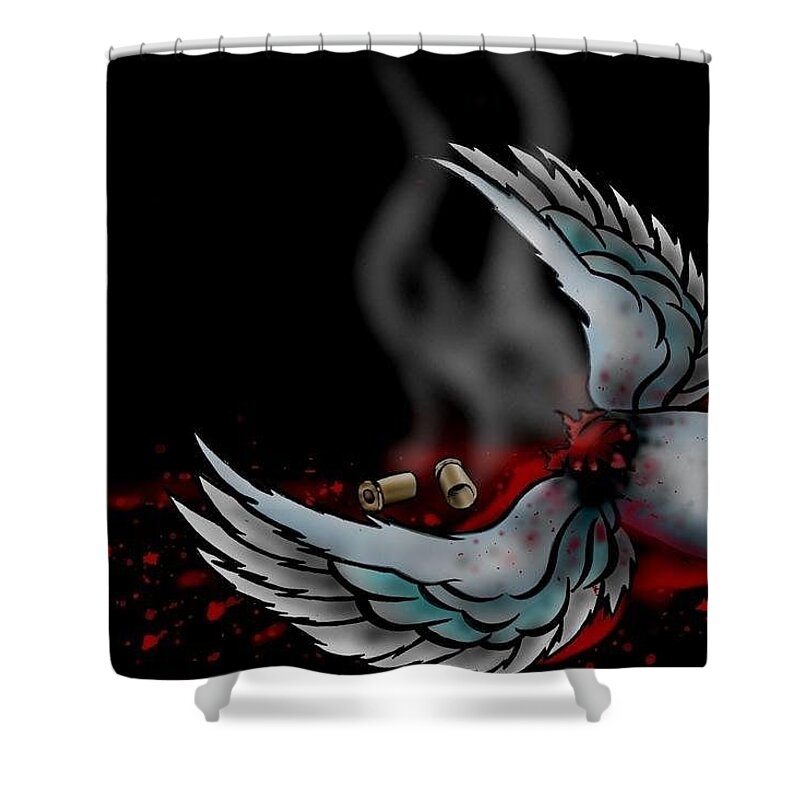 Antiseen Shower Curtain featuring the digital art ANTiSEEN - BADWILL AMBASSADORS back cover by Ryan Almighty