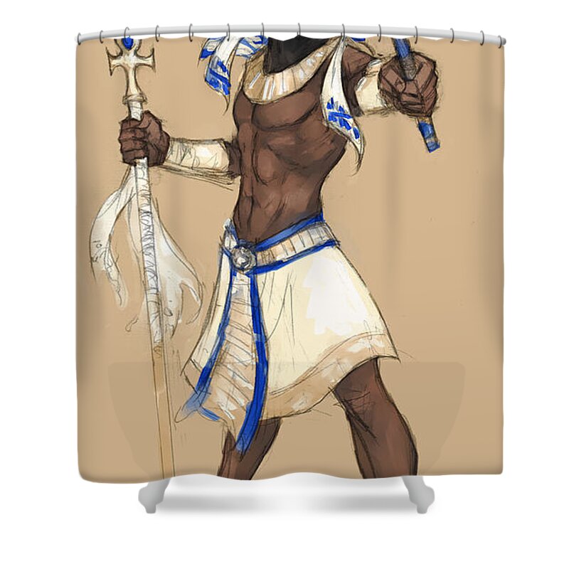 Anubis Shower Curtain featuring the digital art Anubis by Brandy Woods