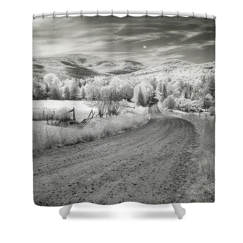 Infrared Shower Curtain featuring the photograph Any road can take you there by John Rivera