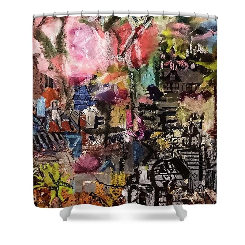 E.e.cummings Shower Curtain featuring the painting Anyone Lived in a Pretty How Town by Tommy McDonell